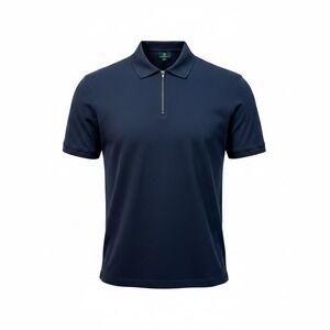 AG Green Label Mens Navy Blue Quarter Zip Short Sleeve Performance Polo Shirt M